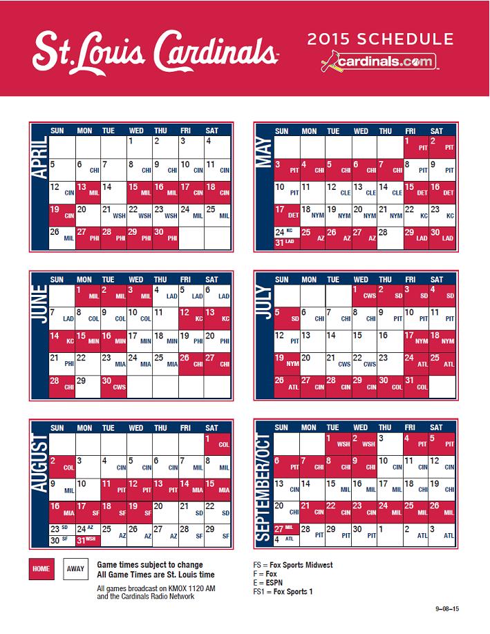 Cardinals Announce 2015 Regular Season Schedule
